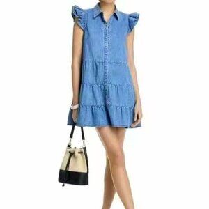 Alice and Olivia Jem Denim Tiered Mini Dress